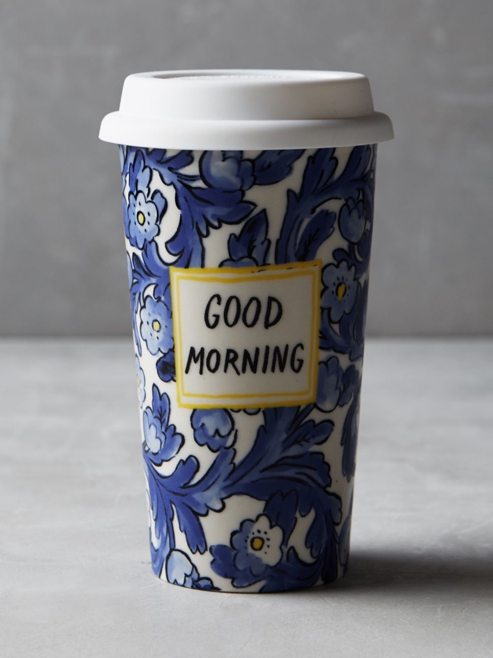 Molly Hatch Good Morning ceramic travel mug with lid